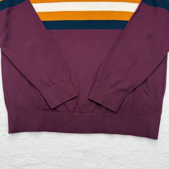 Gap Color Block Crewneck Sweater Cotton Plum Preppy Casual Academia Mens XXL NEW - Picture 4 of 11